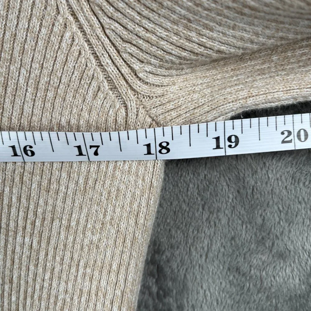 Karen Scott Pullover Sweater Women’s Small Cream Ribbed Marled V Neck Preppy Y2K